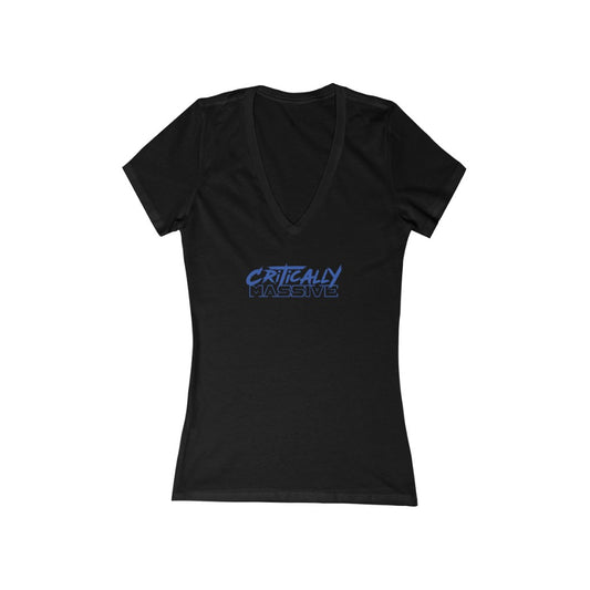 Critically Massive - "House Your Life" Chromakey Blue Women's Jersey Short Sleeve Deep V-Neck Tee