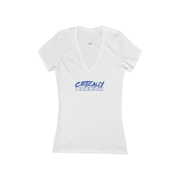 Critically Massive - "House Your Life" Chromakey Blue Women's Jersey Short Sleeve Deep V-Neck Tee